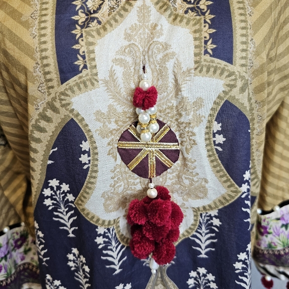 Printed Lawn Shirt with Silk Dupatta Set Beaded Bordered - Picture 4 of 13